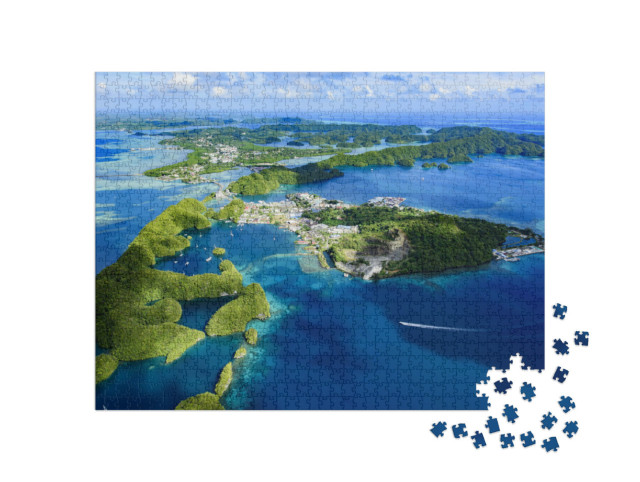Puzzle 1000 pezzi „Vista generale dell'isola di Palau Malakal e Koror“