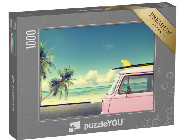 Puzzle 1000 pezzi „Autobus vintage con surfista rosa“
