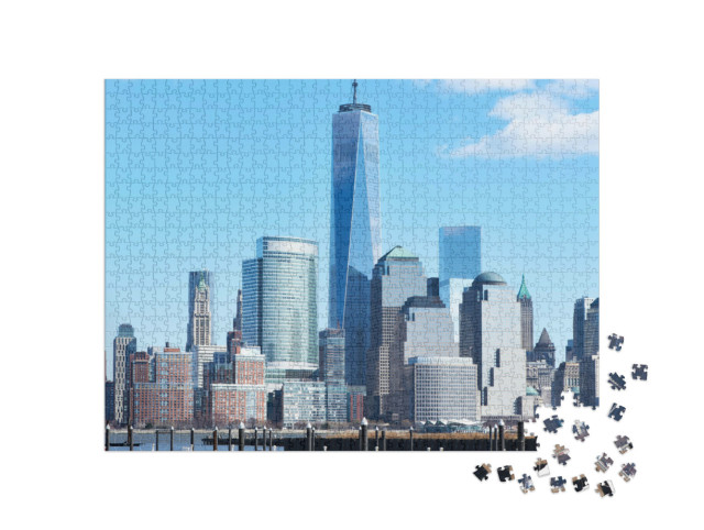 Puzzle 1000 pezzi „Lo skyline di Manhattan con la torre del One World Trade Centre“