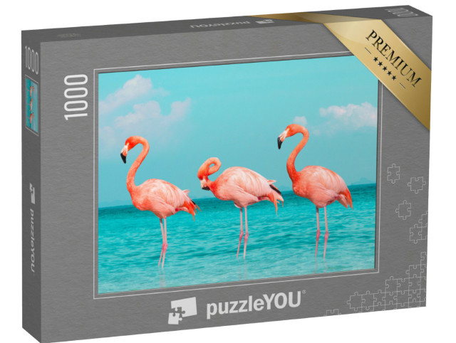 Puzzle 1000 pezzi „Fenicotteri nel mare blu“