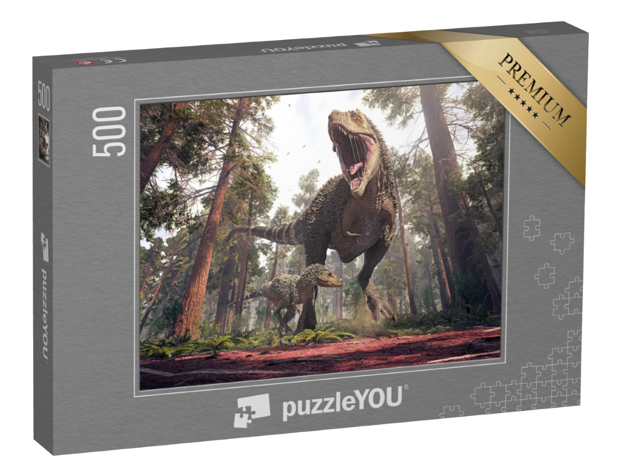 Puzzle 500 pezzi „Il Tyrannosaurus Rex e i suoi piccoli“