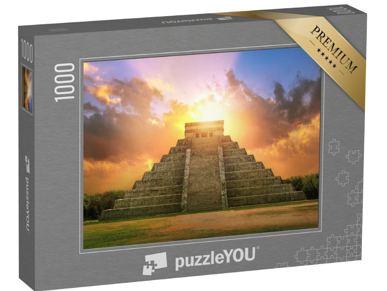 Puzzle 1000 pezzi „Tramonto mozzafiato, Chichén Itzá, Messico“