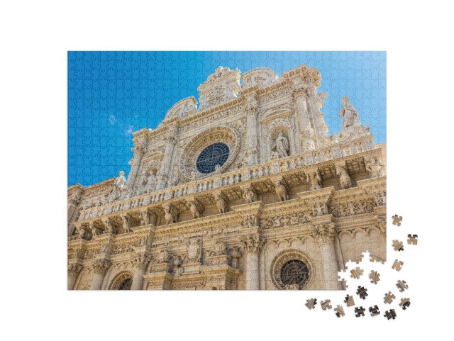 Puzzle 1000 pezzi „Bella facciata barocca della chiesa di Santa Croce, Lecce, Puglia, Italia“