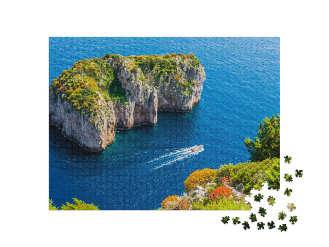 Puzzle 1000 pezzi „La meravigliosa isola di Capri, la costiera amalfitana, la baia di Napoli, Italia“