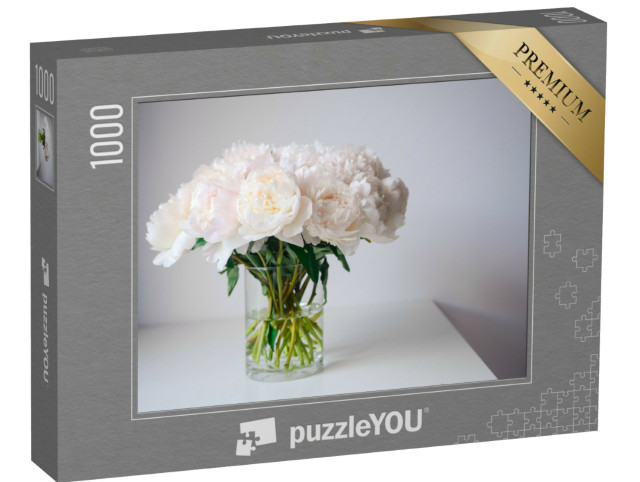 Puzzle 1000 pezzi „Delicato bouquet di peonie bianche fresche“