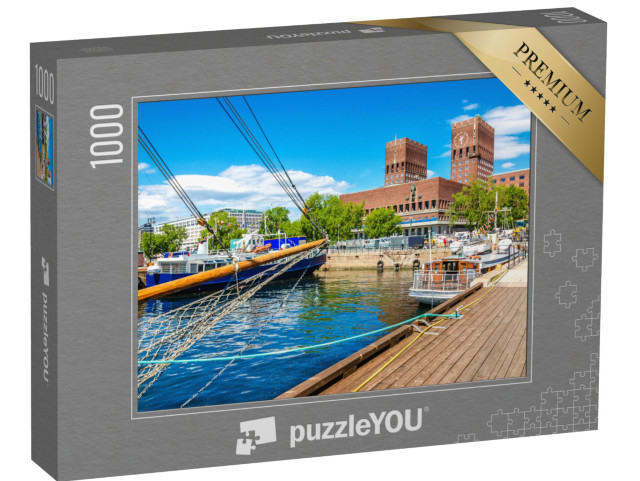 Puzzle 1000 pezzi „Municipio di Oslo, vista dal porto, fiordo di Oslo, Norvegia“