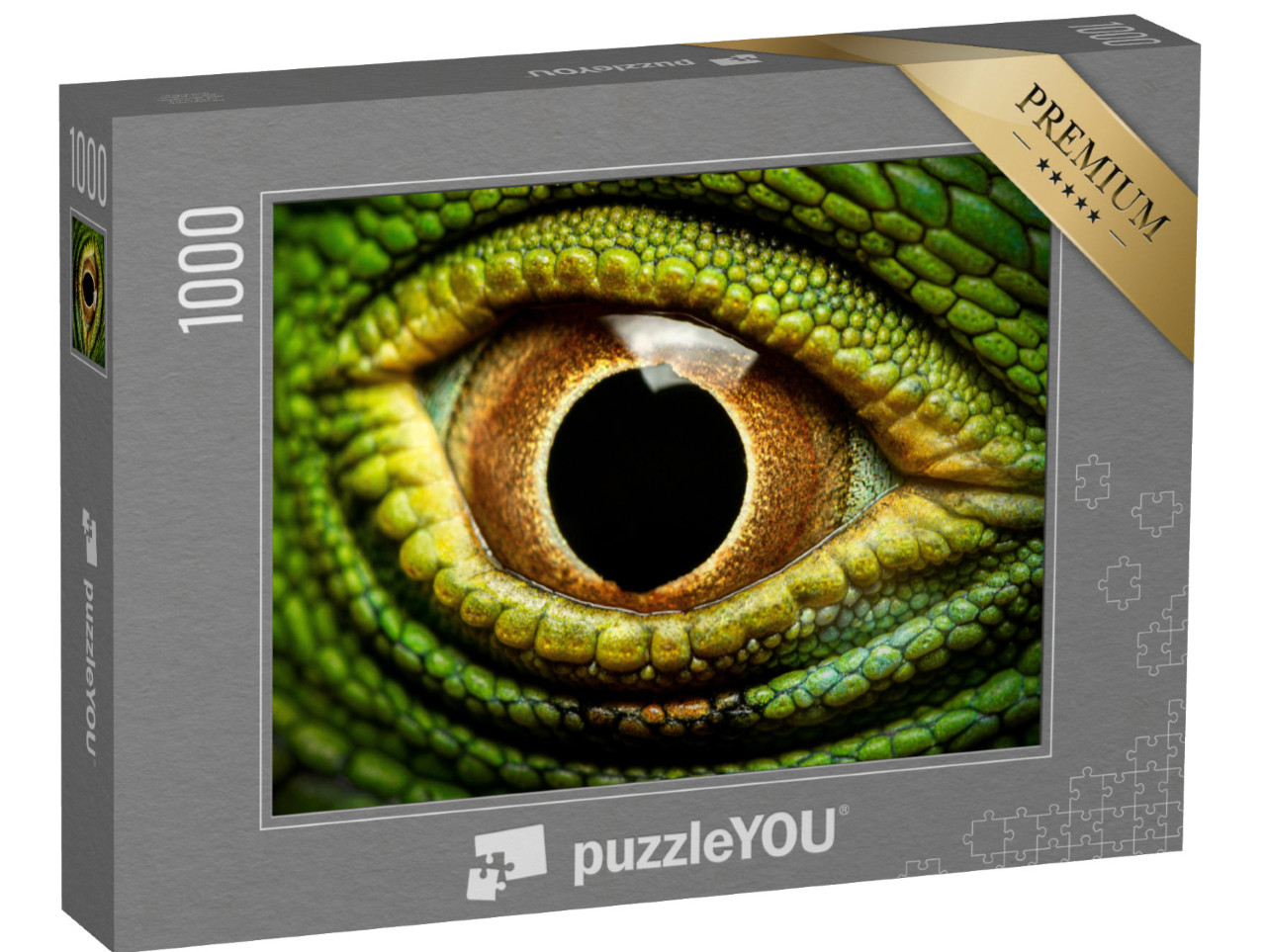 Puzzle 1000 pezzi „Immagine macro dell'occhio di un'iguana verde“