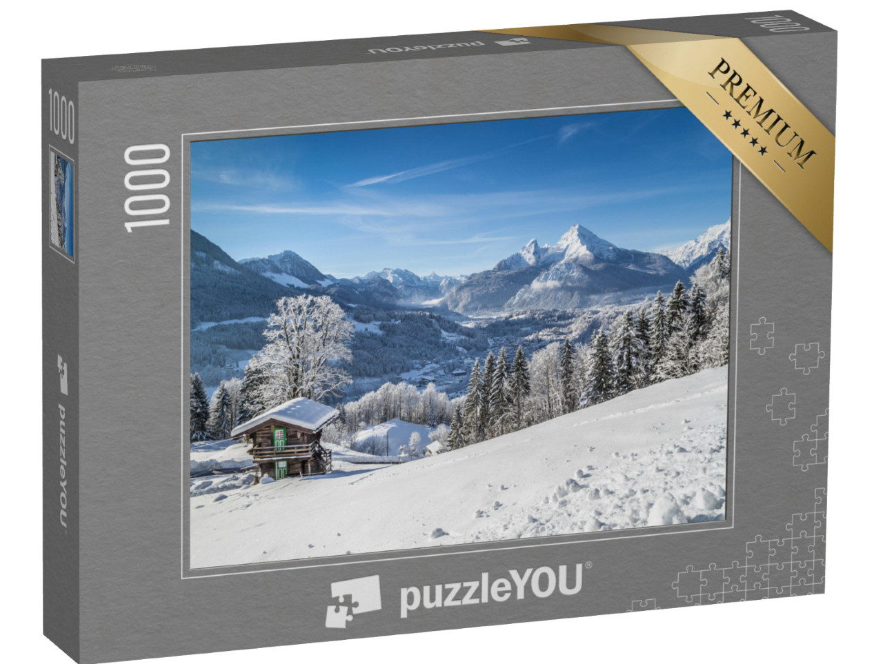 Puzzle 1000 pezzi „Berchtesgaden e il massiccio del Watzmann in inverno, Germania“