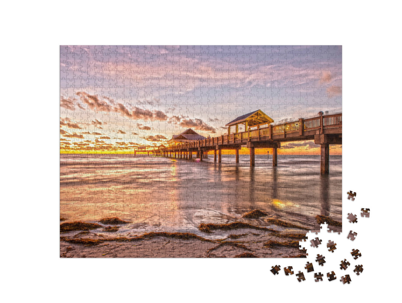 Puzzle 1000 pezzi „Tramonto al molo di Clearwater Beach, Florida“