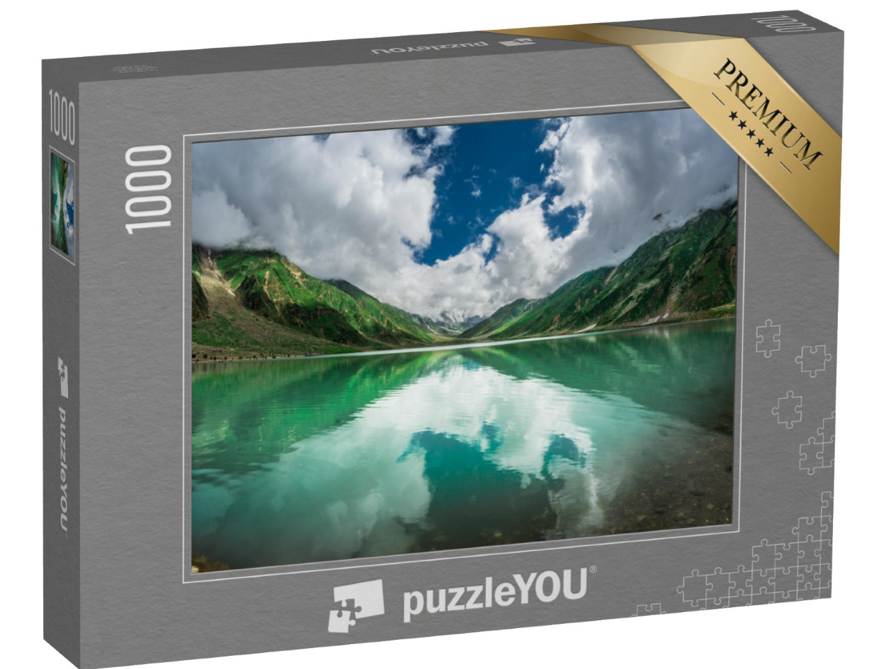 Puzzle 1000 pezzi „3224 metri di altezza: il lago Saiful Muluk, acqua blu-verde in Pakistan“