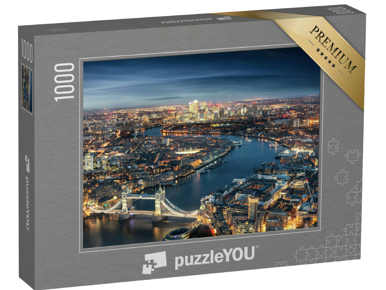 Puzzle 1000 pezzi „Vista aerea di Londra: Tower Bridge di sera“