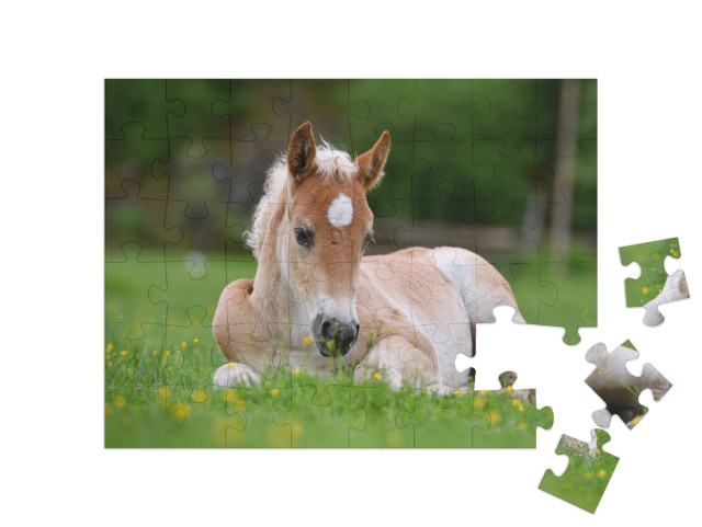 Puzzle 48 pezzi „Bellissimo puledro nell'erba“