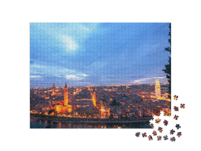 Puzzle 1000 pezzi „Vista notturna della città di Verona“