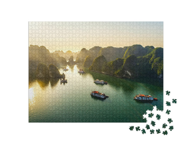 Puzzle 1000 pezzi „Baia di Halong, Vietnam, Sud-est asiatico, Patrimonio mondiale dell'UNESCO“