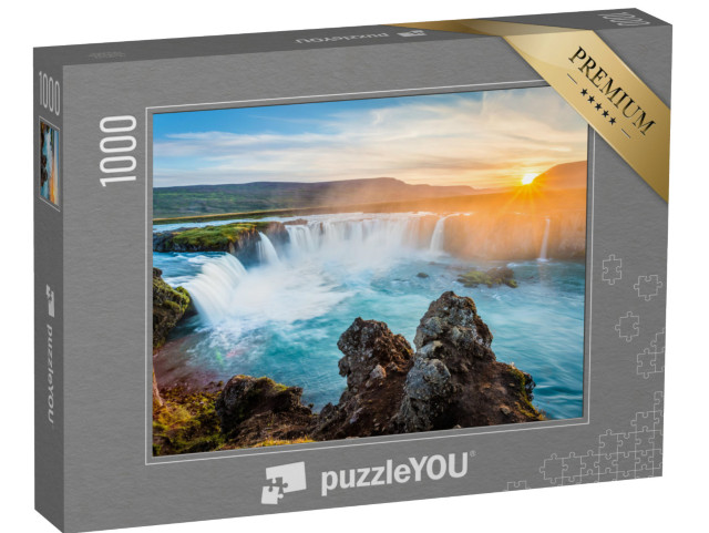 Puzzle 1000 pezzi „Cascata di Godafoss al tramonto, Islanda“