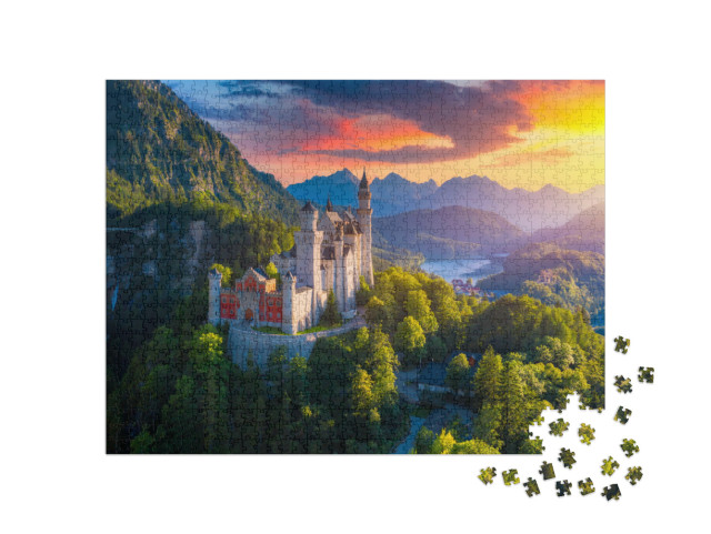 Puzzle 1000 pezzi „Castello di Neuschwanstein vicino a Füssen, Baviera“