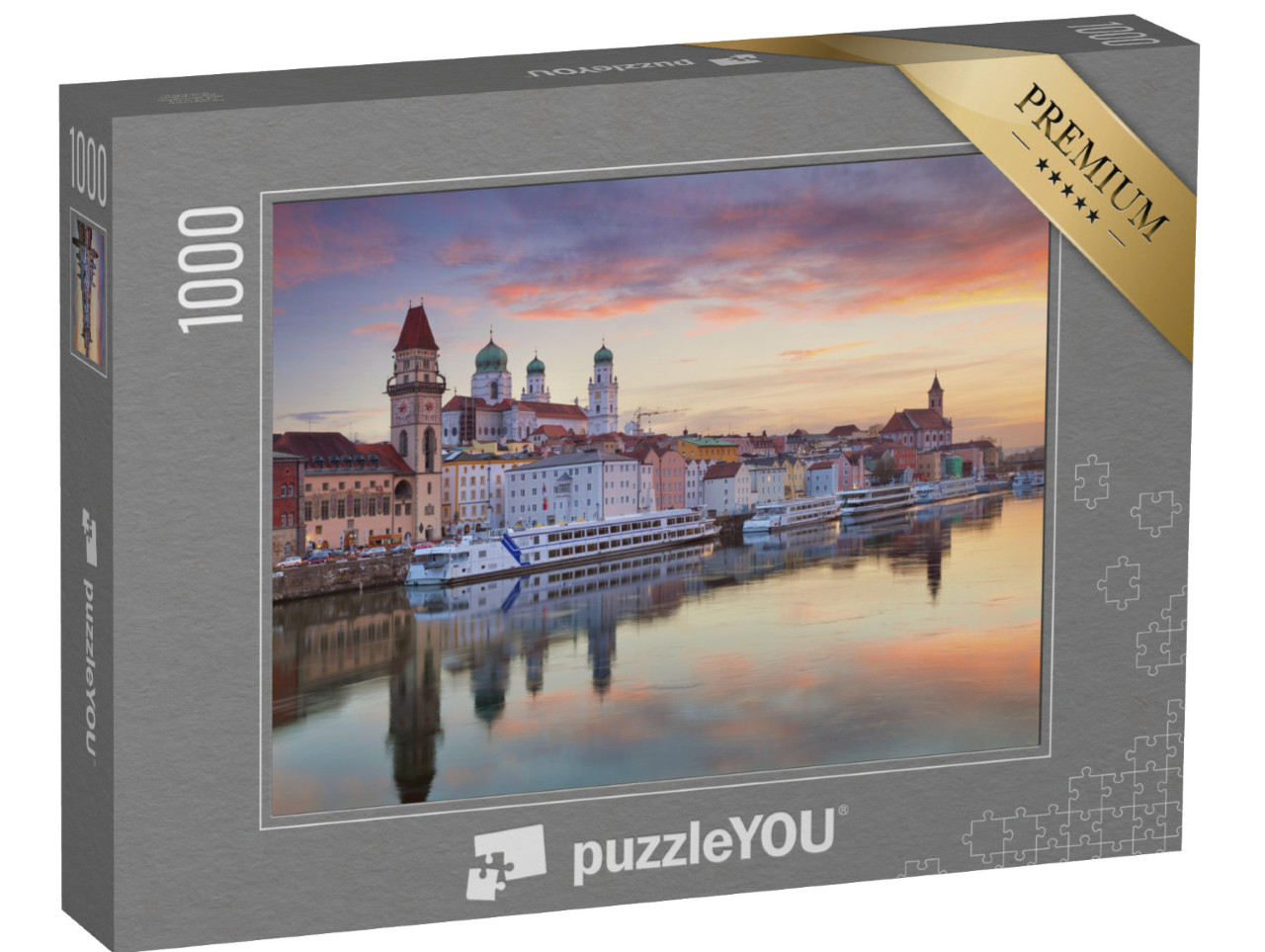 Puzzle 1000 pezzi „Passau: città al tramonto, Baviera, Germania“