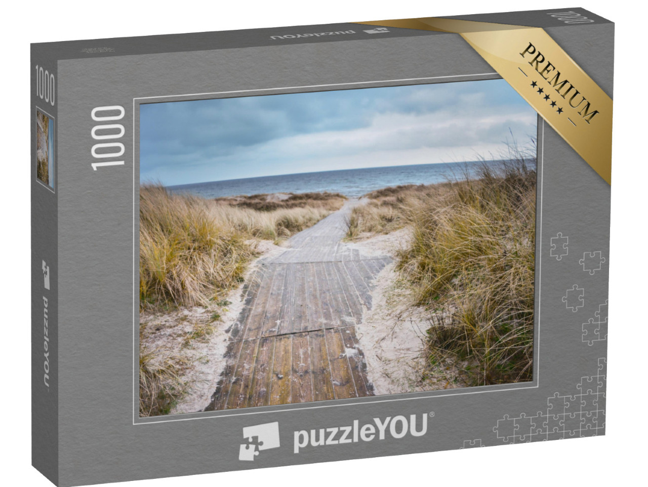 Puzzle 1000 pezzi „Spiaggia del Mar Baltico, dune in una giornata invernale difficile“