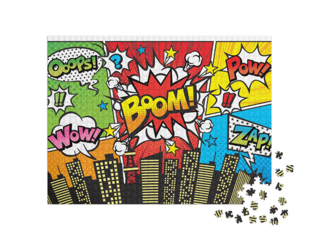 Puzzle 1000 pezzi „Sfondo urbano con bolle vocali in stile fumetto“