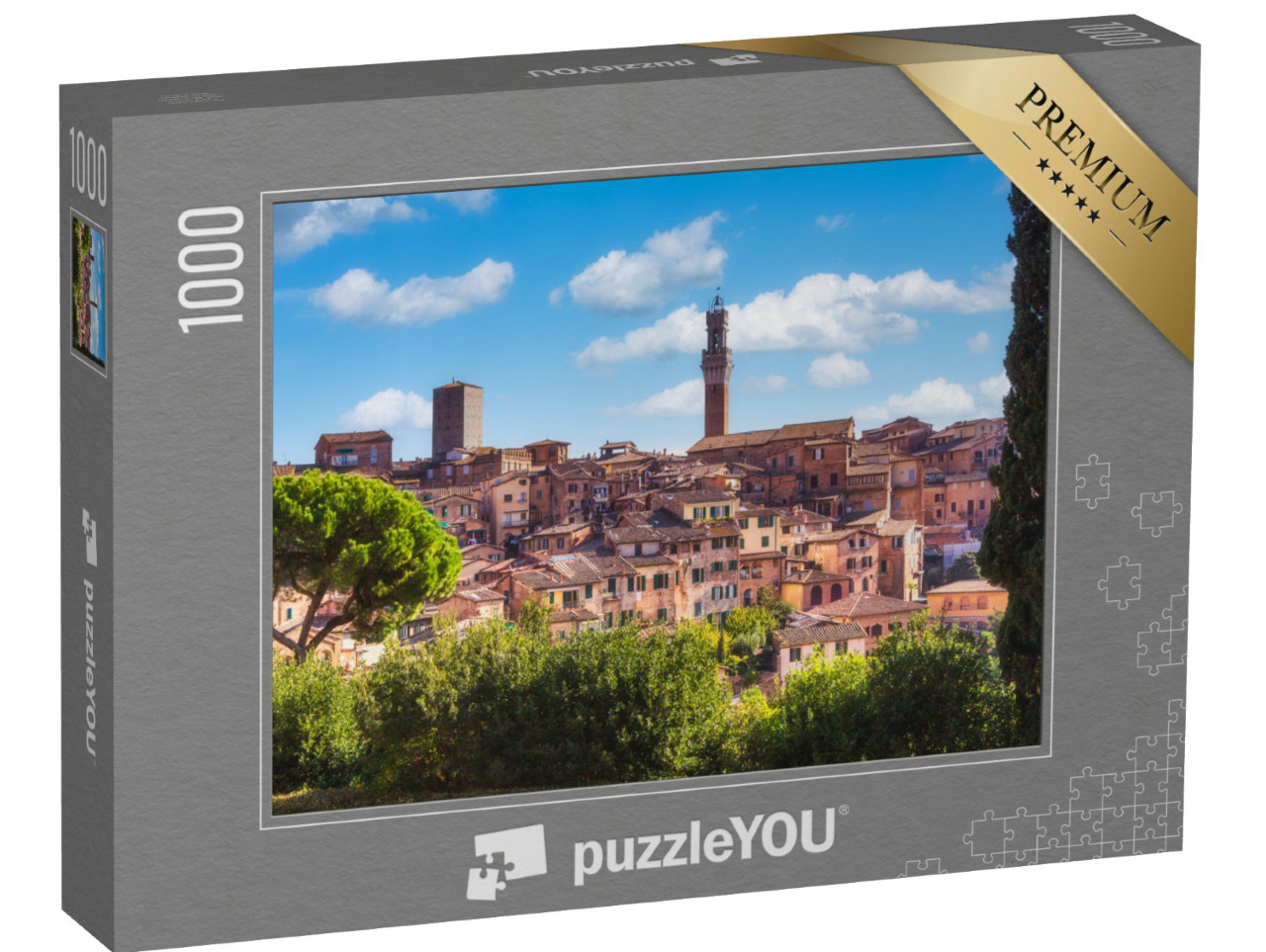 Puzzle 1000 pezzi „Beautiful view of the bell tower of Siena Cathedral, Siena Cathedral, Tuscany, Province of Siena, Italy“