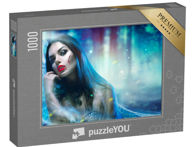 Puzzle 1000 pezzi „Ritratto di donna vampiro in un cimitero“