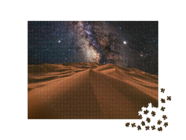 Puzzle 1000 pezzi „Il deserto del Sahara sotto il cielo stellato della notte“