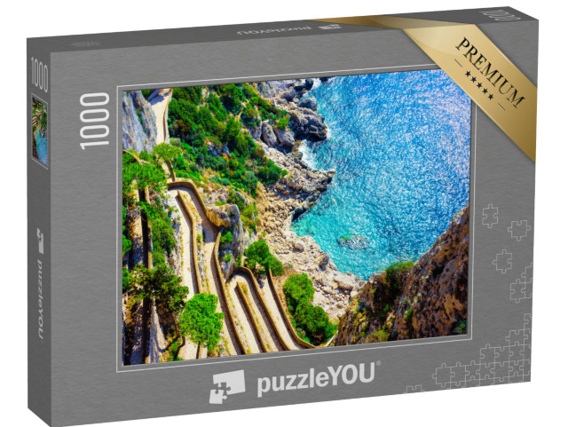 Puzzle 1000 pezzi „Via Krupp a Marina Piccola e via Capri con i Faraglioni d'Italia a Napoli“