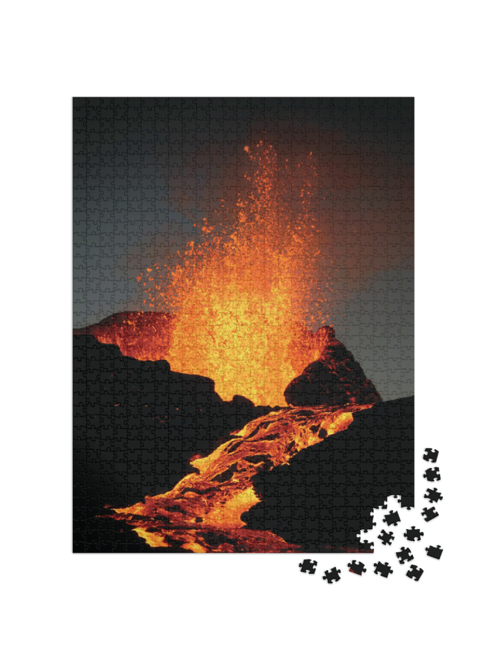 Puzzle 1000 pezzi „La lava incandescente fuoriesce dal vulcano Kilauea“