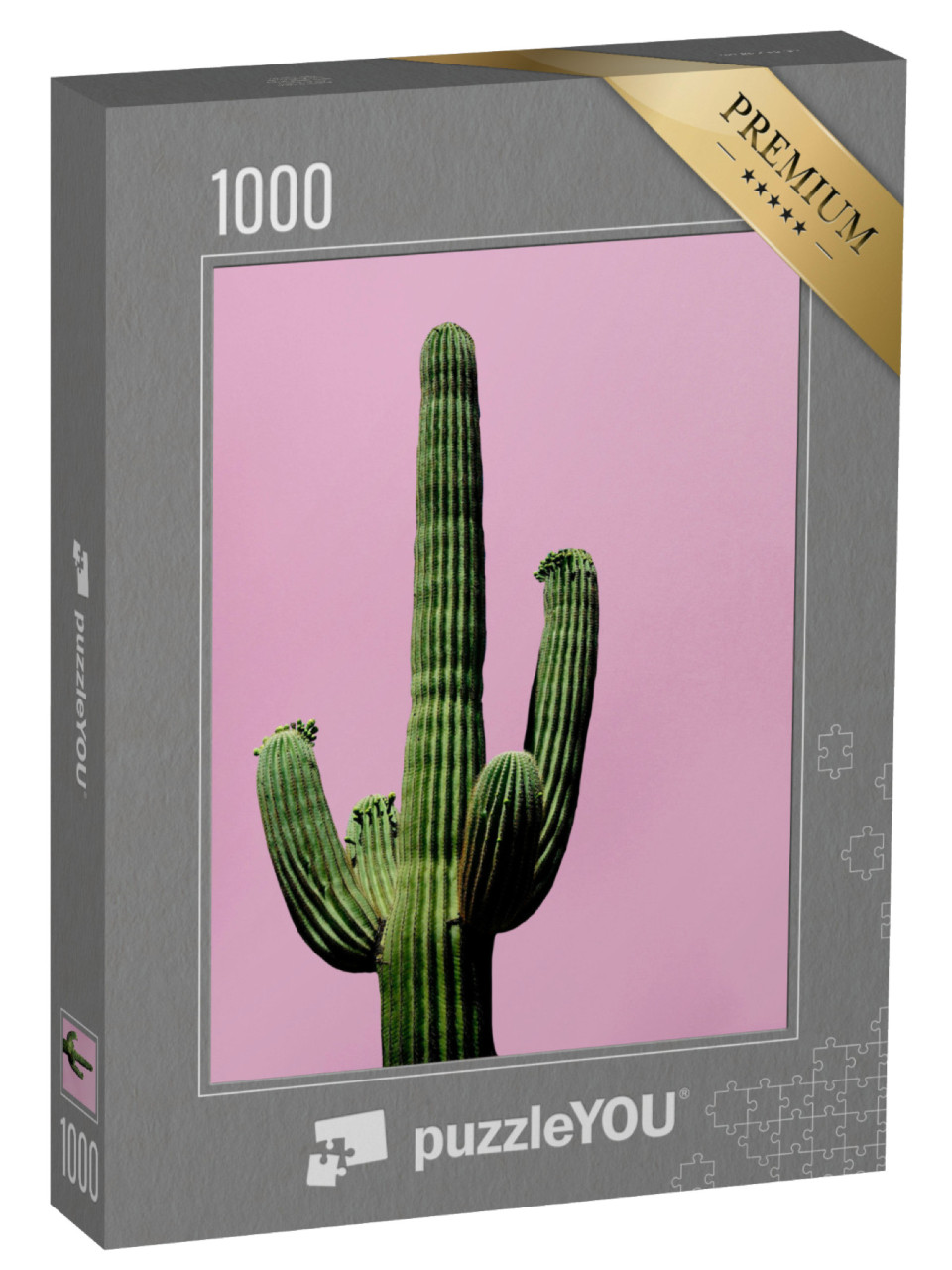 Puzzle 1000 pezzi „Vista minimalista: cactus su sfondo rosa“