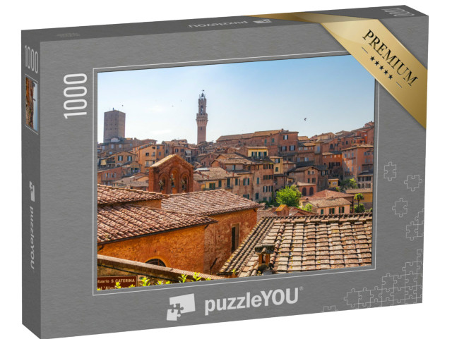 Puzzle 1000 pezzi „Siena, con vista sul campanile del Duomo, la Torre del Mangia e la Basilica di San Domenico, Italia“