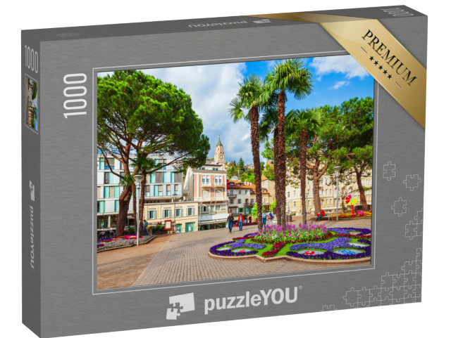 Puzzle 1000 pezzi „Parco pubblico di Merano vista centro città. Merano o Meran è una città della provincia dell'Alto Adige“