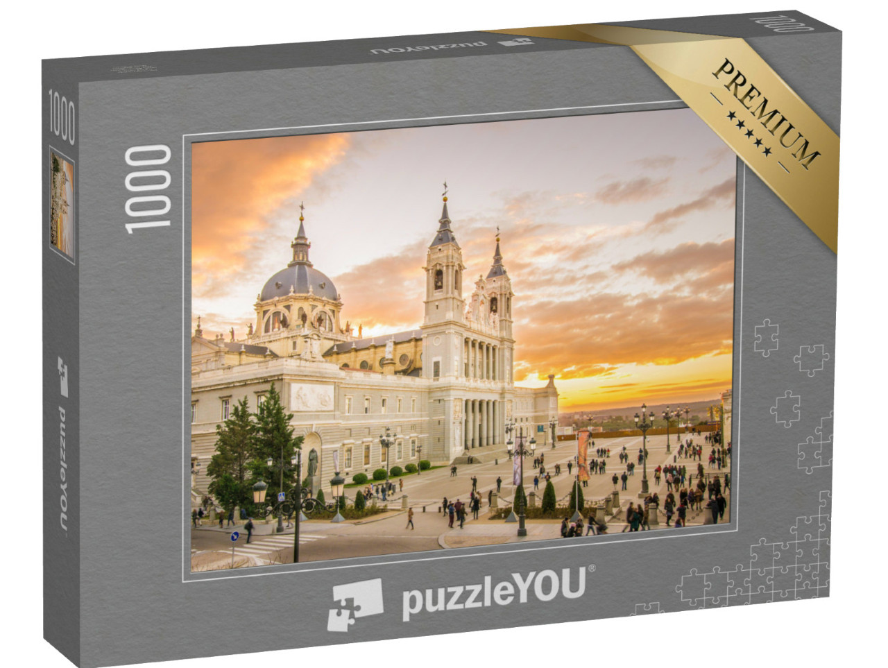 Puzzle 1000 pezzi „Tanta architettura moderna: Cattedrale dell'Almudena a Madrid, Spagna“