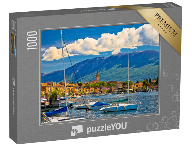 Puzzle 1000 pezzi „Toscolarno Maderno, villaggio sul lago di Garda, Lombardia, Italia“