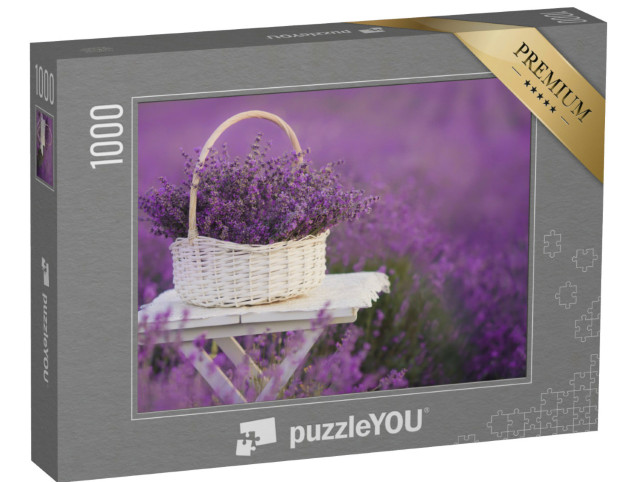 Puzzle 1000 pezzi „Cesto di lavanda nel campo“