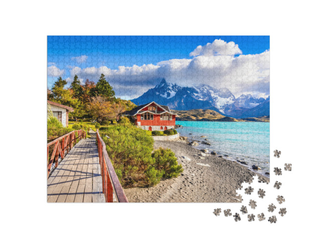 Puzzle 1000 pezzi „Patagonia, Cile - Torres del Paine e Lago Pehoe in Patagonia, Cile“