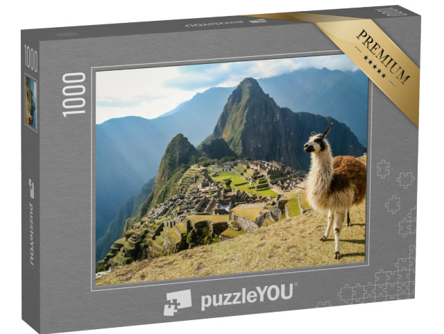 Puzzle 1000 pezzi „Lama davanti all'antica città inca di Machu Picchu“