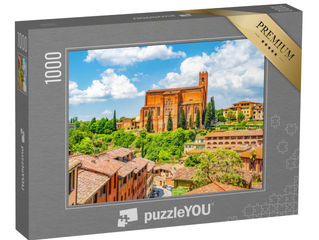Puzzle 1000 pezzi „Siena, città medievale in Toscana, con vista del campanile del Duomo di Siena“