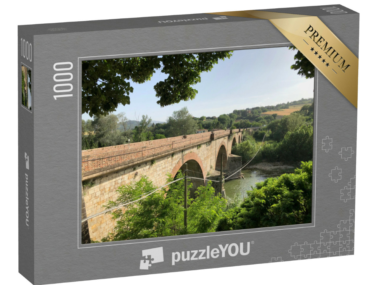 Puzzle 1000 pezzi „Ponte di Pontecuti, fiume Tevere, Italia“
