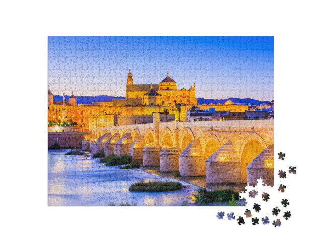 Puzzle 1000 pezzi „Córdoba: ponte romano sul fiume Guadalquivir fino alla Grande Moschea“