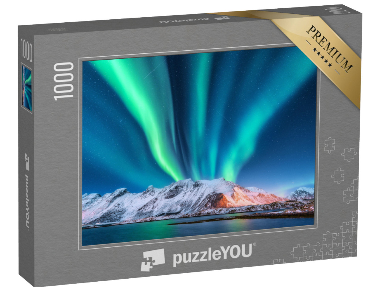 Puzzle 1000 pezzi „L'aurora boreale sulla Norvegia con il cielo stellato“