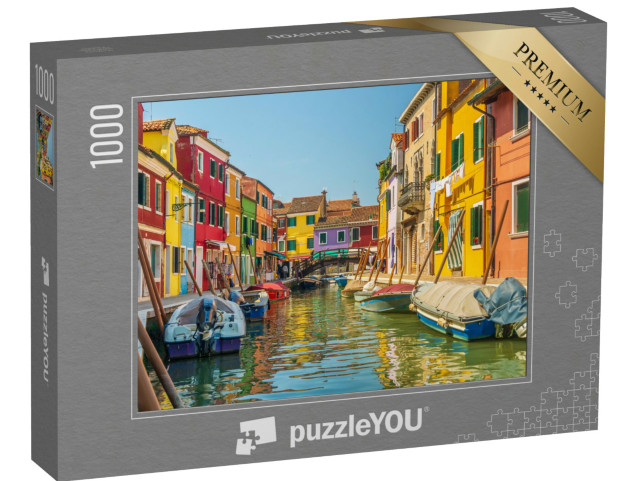 Puzzle 1000 pezzi „Vista delle colorate case veneziane alle Isole di Burano a Venezia“