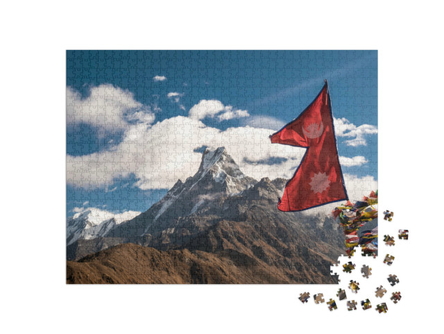 Puzzle 1000 pezzi „Machapuchare, imponente e alta montagna dell'Himalaya“