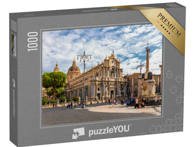 Puzzle 1000 pezzi „Piazza del Duomo di Catania, con la Cattedrale di Sant'Agata e la Fontana dell'Elefante“