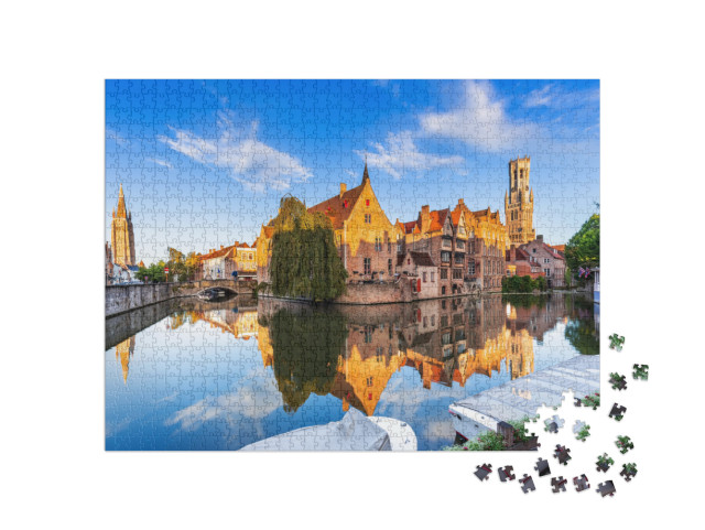 Puzzle 1000 pezzi „Il canale Rozenhoedkaai, unico nel suo genere, a Bruges, in Belgio“