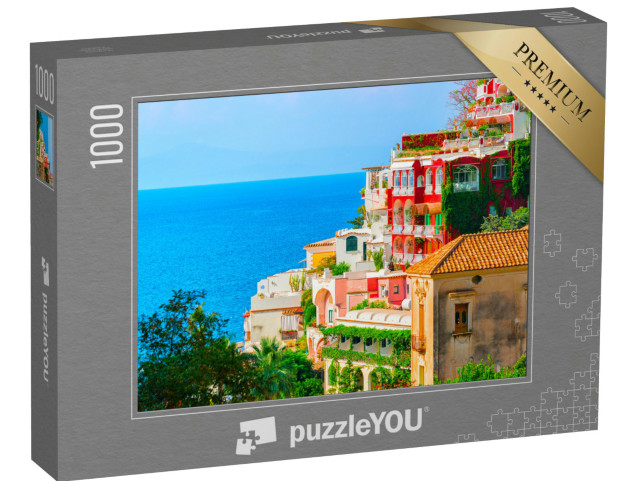 Puzzle 1000 pezzi „Ville a Positano sul Mar Tirreno, Costiera Amalfitana, Italia. Estate“