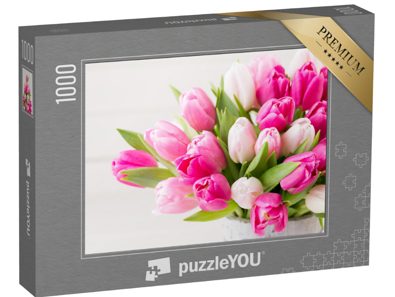 Puzzle 1000 pezzi „Tulipani rosa a Pasqua“