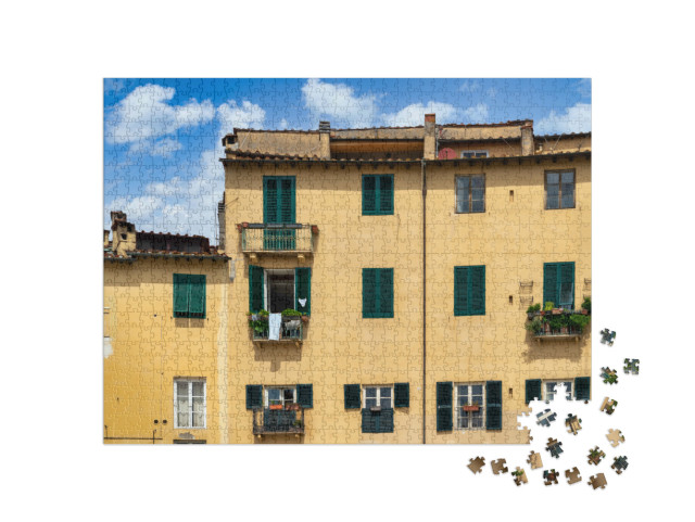 Puzzle 1000 pezzi „Vista sulla città italiana di Lucca con i tipici tetti in terracotta“