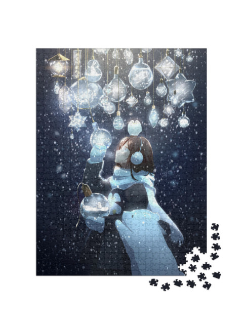 Puzzle 1000 pezzi „Una ragazza in stile anime a Natale“