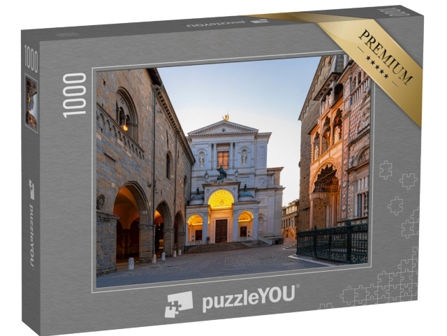 Puzzle 1000 pezzi „Piazza Vecchia vista notturna a Bergamo“