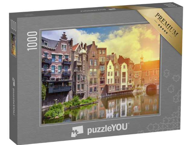 Puzzle 1000 pezzi „Tramonto su Delfshaven a Rotterdam, Paesi Bassi“